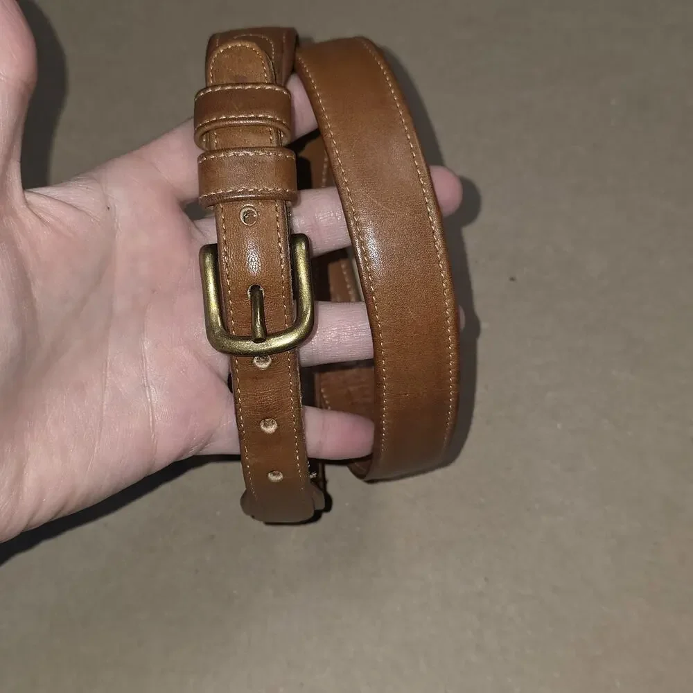 Vintage COACH British tan leather slim Ranger belt sz 32 Made in NYC, USA 114